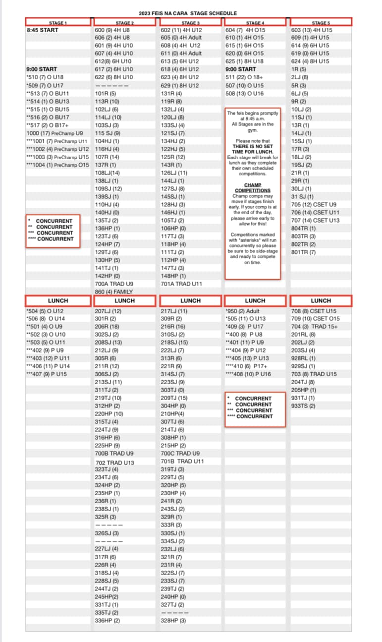 Feis Na Cara Schedule McDade Cara